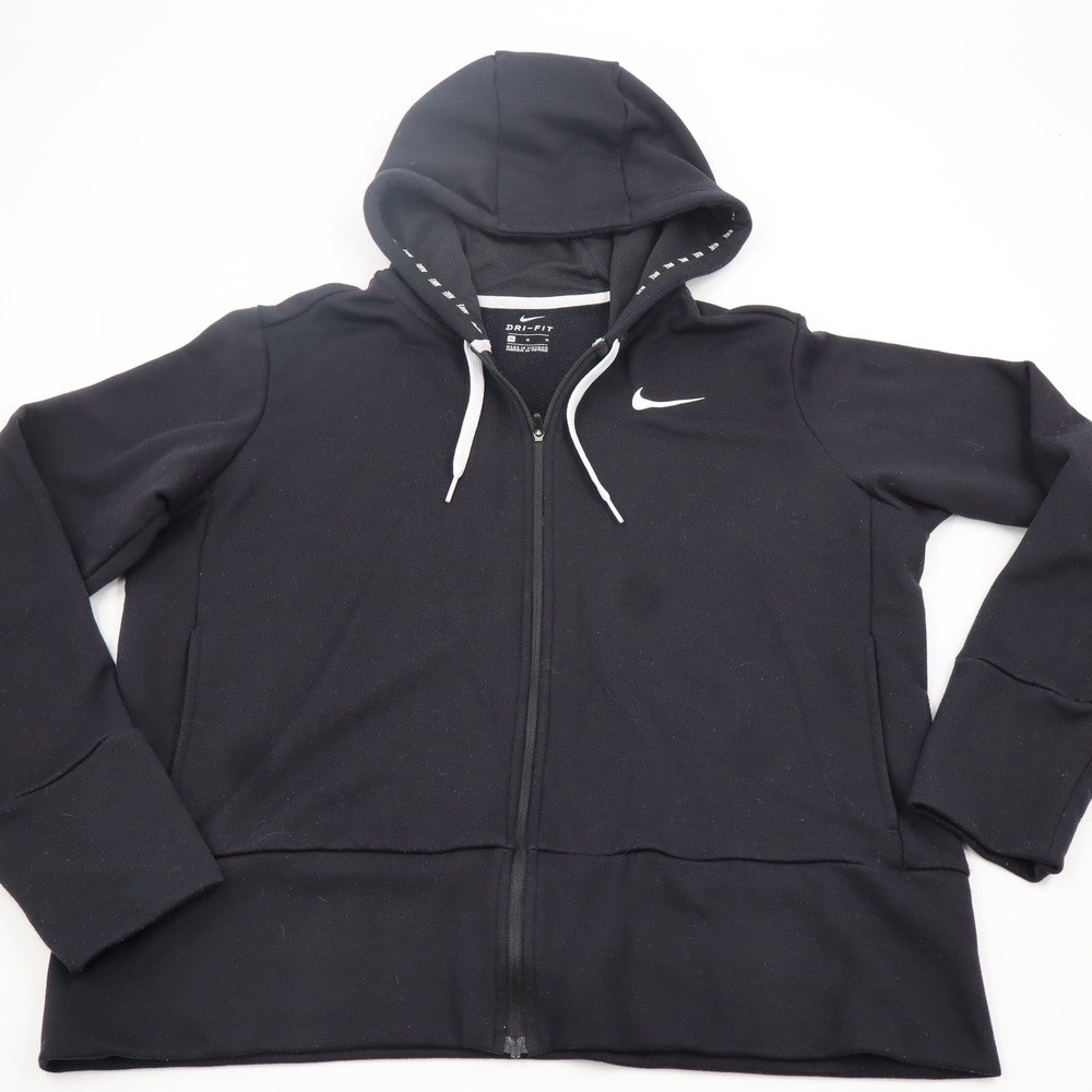 Nike Dri-FIT Full Zip Hoodie Black Womens Medium 857563-010 Activewear Jacket